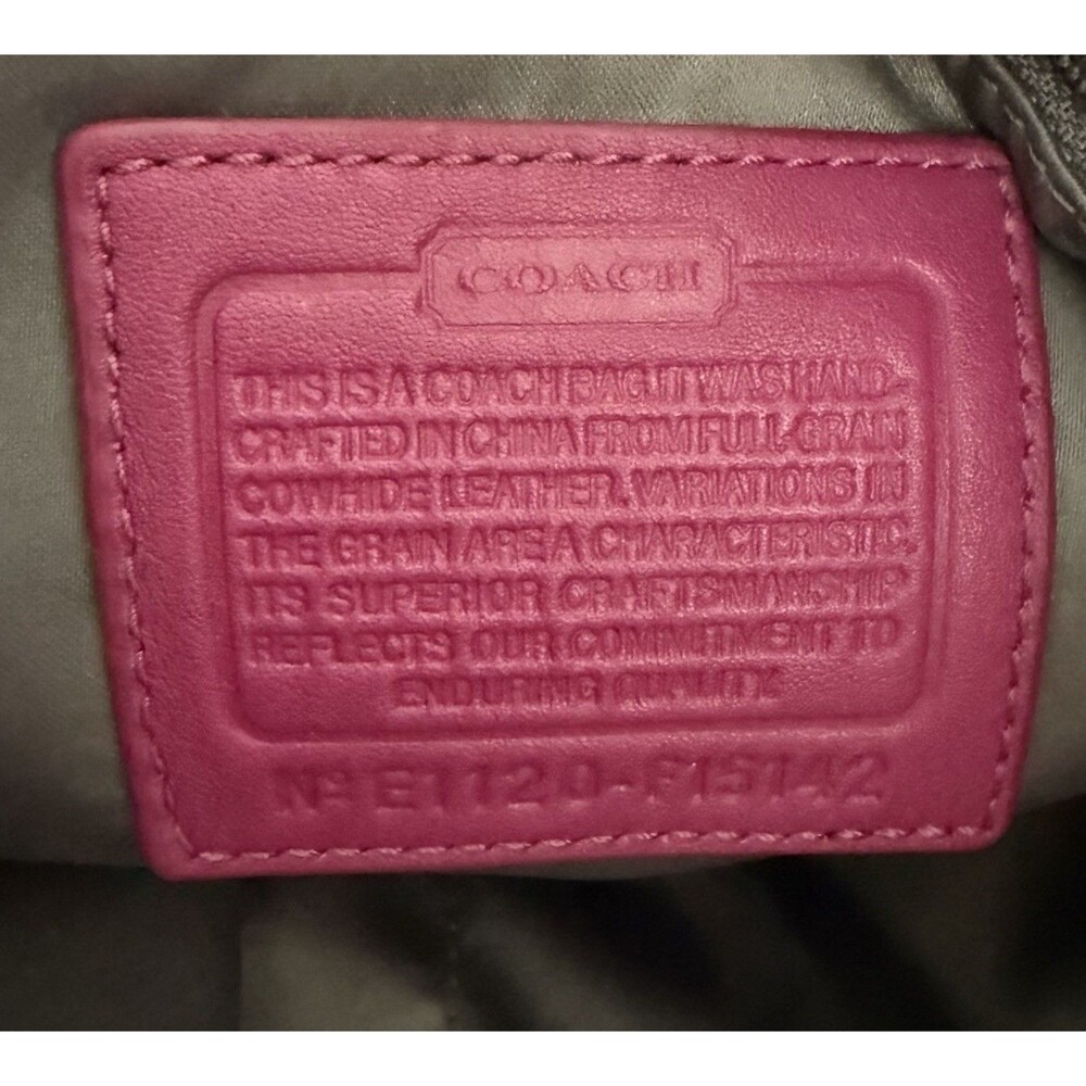 Coach Berry Pink Patent Leather Stitched C Signature Stripe Shoulder Bag. - Picture 8 of 16